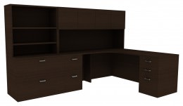 L Shape Desk with Storage - Amber