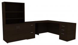 L Shaped Desk with Drawers and Shelves