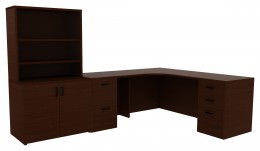 L Shaped Desk with Drawers and Shelves