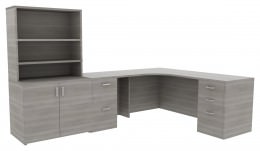 L Shaped Desk with Drawers and Shelves