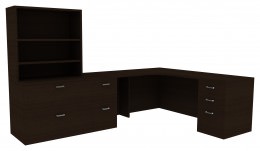 L Shaped Desk with Drawers and Shelves