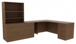 L Shaped Desk with Drawers and Shelves