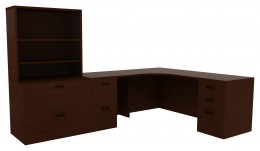 L Shaped Desk with Drawers and Shelves