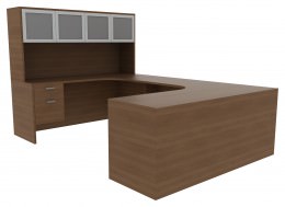U Shape Office Desk with Hutch
