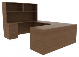 U Shaped Office Desk with Hutch
