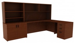 Corner Desk with Shelves - Amber
