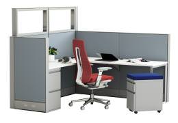 Office Cubicle Workstation Desk with Drawers - EZCube Plus Series