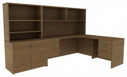 Corner Desk with Shelves - Amber