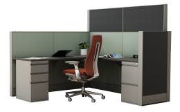 L Shaped Office Cubicle with Drawers - EZCube Plus Series