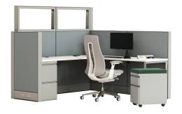 Modern Office Cubicle Workstation Desk with Drawers - EZCube Plus