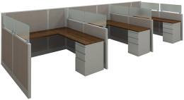 3 Person Office Cubicle Desk System - EXP Panel System Series