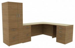L Shaped Desk with Storage - Amber