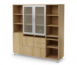 Combo Lateral File Office Storage Credenza with Hutch - Concept 3