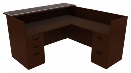 L Shaped Reception Desk with Counter - Amber