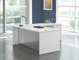 L Shaped Desk with Glass Modesty Panel - Napa
