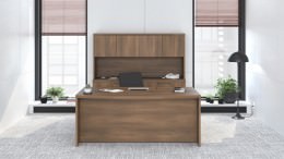 Bow Front Desk and Credenza with Hutch - Concept 70