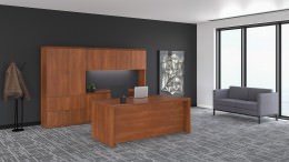 Bow Front Desk and Credenza with Storage - Concept 70