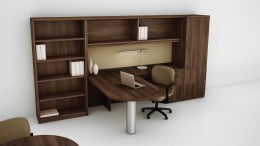 L Shaped Peninsula Desk with Storage - Concept 70