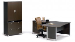 L Shaped Peninsula Desk with Storage - Concept 3