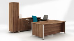 Bow Front U Shape Desk with Storage - Concept 3