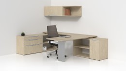 U Shaped Desk with Drawers and Shelves - Nex