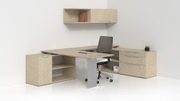 U Shaped Desk with Drawers and Shelves - Nex