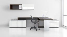 L Shaped Desk with Hutch and Drawers - Nex