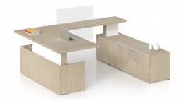 U Shaped Sit Stand Desk with Acrylic Panel - Nex