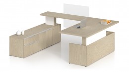 U Shaped Sit Stand Desk with Acrylic Panel - Nex