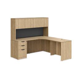 L Shaped Desk with Hutch and Tackboard - PL Laminate Series