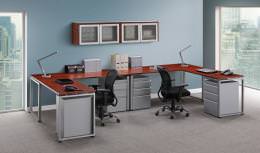 2 Person Office Desk with Storage - Elements
