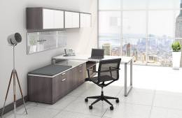 Modern L Shaped Desk with Drawers - Elements Series