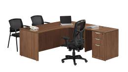 Curved L Shaped Desk with Drawers - PL Laminate