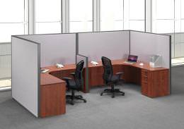 2 Person Cubicle Desk with Drawers - SpaceMax Series