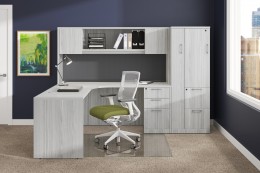 L Shaped Desk with Hutch and Storage
