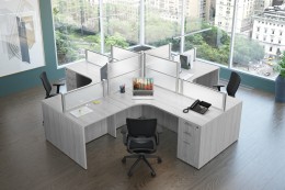 4 Person Desk with Privacy Panels - PL Laminate