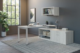 L Shaped Desk with Drawers and Hutch - Elements