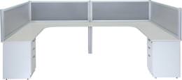 2 Person U Shape Desk with Privacy Panels