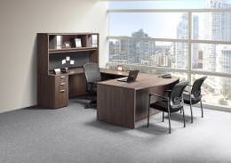 U Shaped Office Desk with Hutch - PL Laminate