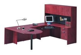 U Shaped Peninsula Desk with Hutch - PL Laminate