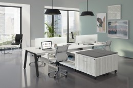 4 Person Desk with Privacy Panels and Storage - Elements