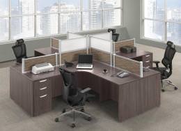 4 Person Desk Pod Workstation with Drawers and Privacy Panels