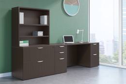 Rectangular Desk with Drawers and Storage - PL Laminate Series