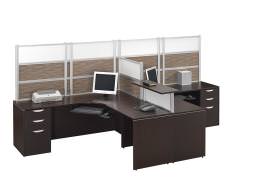 T Shaped Desk for 2 with Divider Panels - PL Laminate