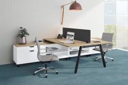 Two Person Desk with Side Storage - Signature Metal Leg Series