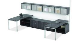 Two Person Desk with Side Storage - Elements Series