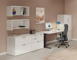 Height Adjustable Standing Desk with Storage - PL Laminate