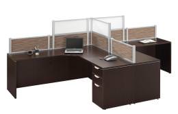 T Shaped Desk for Two People with Dividers and Drawers - PL Laminate