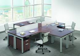 4 Person Workstation with Privacy Panels