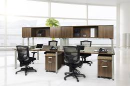 4 Person Workstation Desk with Hutch - Elements